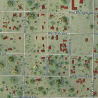 Second close-up of the map of Mertzon, Texas print showing more streets and buildings