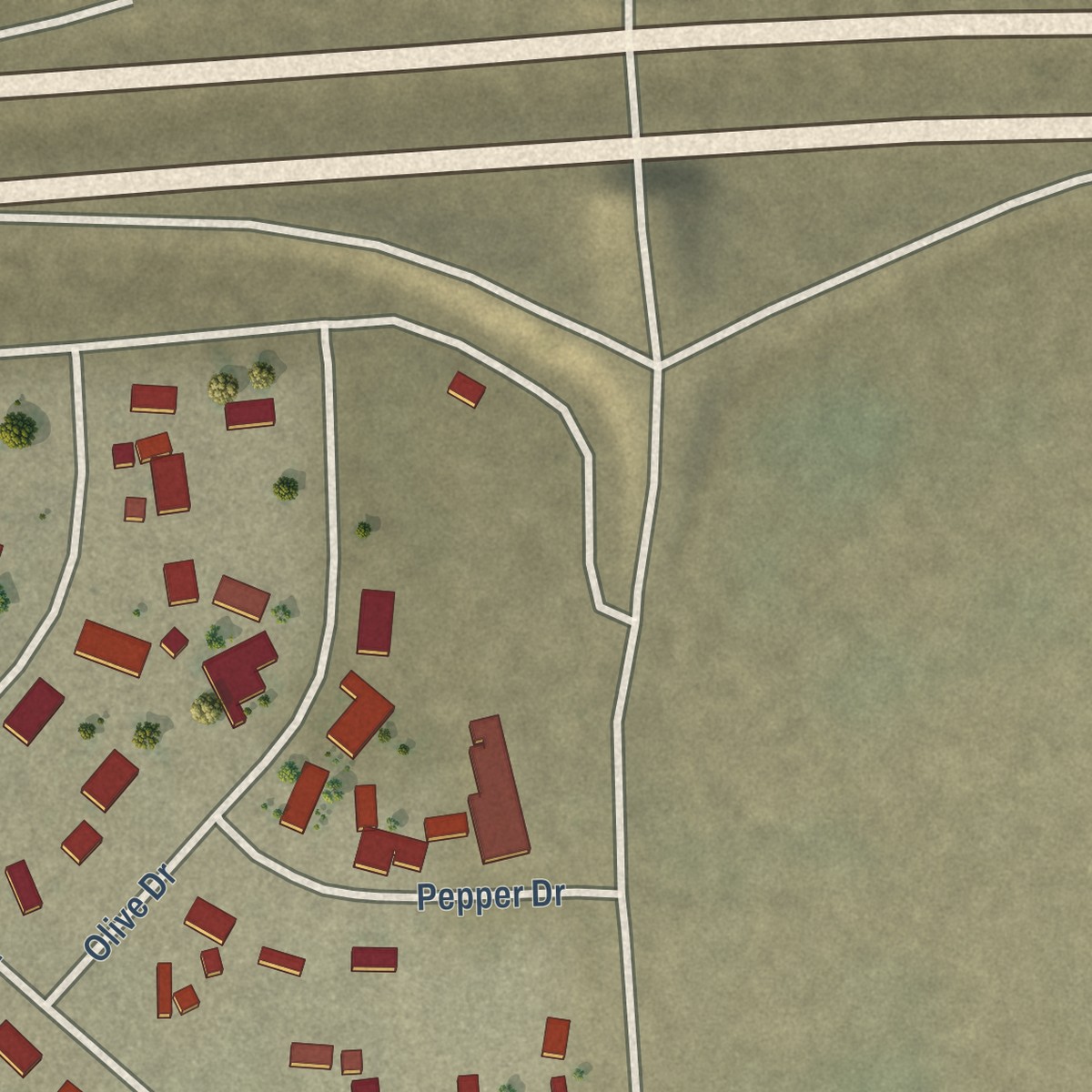 Second close-up of the map of Mesa Verde, California print showing more streets and buildings