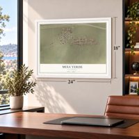 Mesa Verde, California map, 18 x 24 inch print in a white frame in a home office