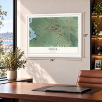 Mesick, Michigan map, 18 x 24 inch print in a white frame in a home office