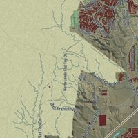 Second close-up of the map of Mesquite, Nevada print showing more streets and buildings