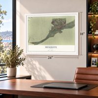 Mesquite, Nevada map, 18 x 24 inch print in a white frame in a home office