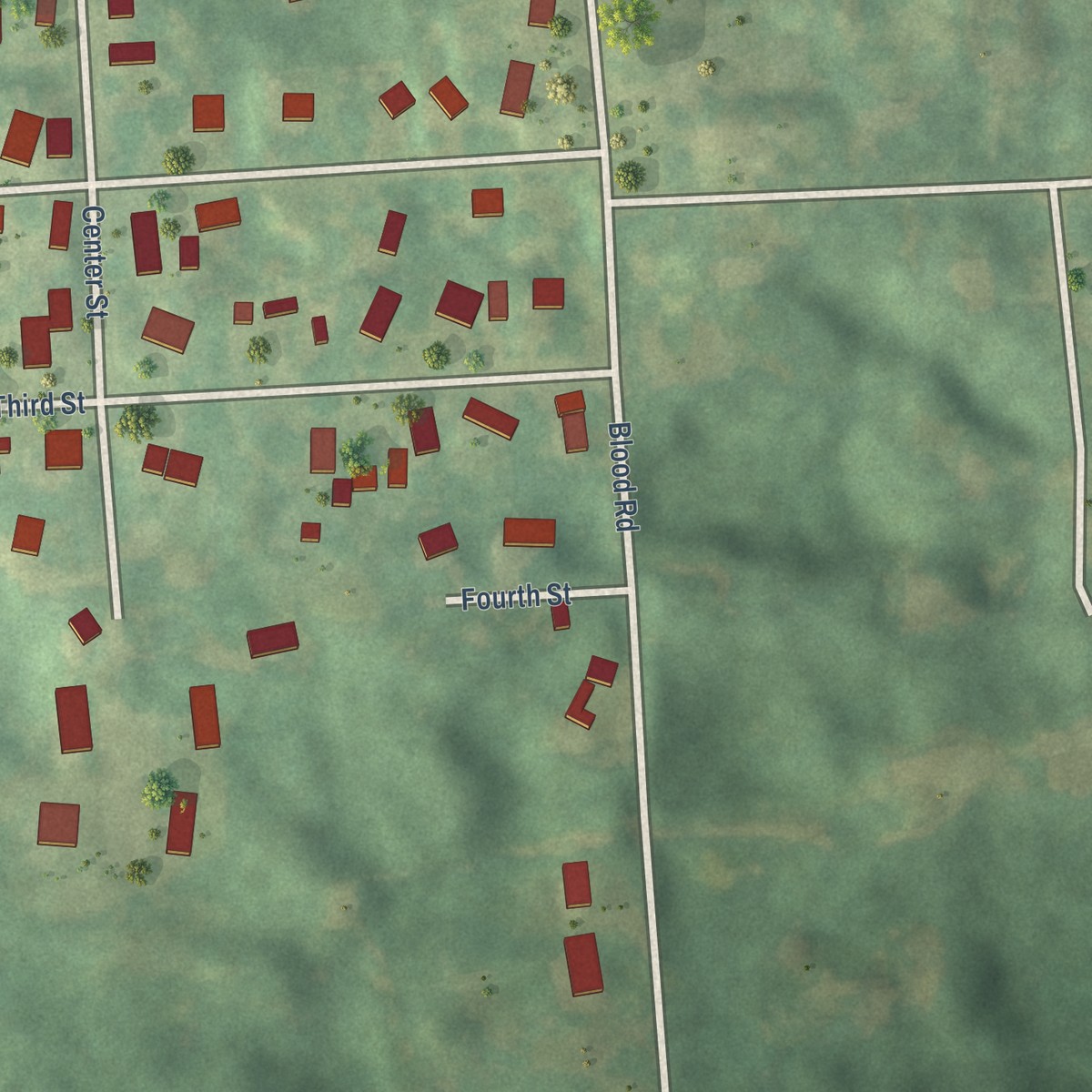 Second close-up of the map of Metamora, Michigan print showing more streets and buildings