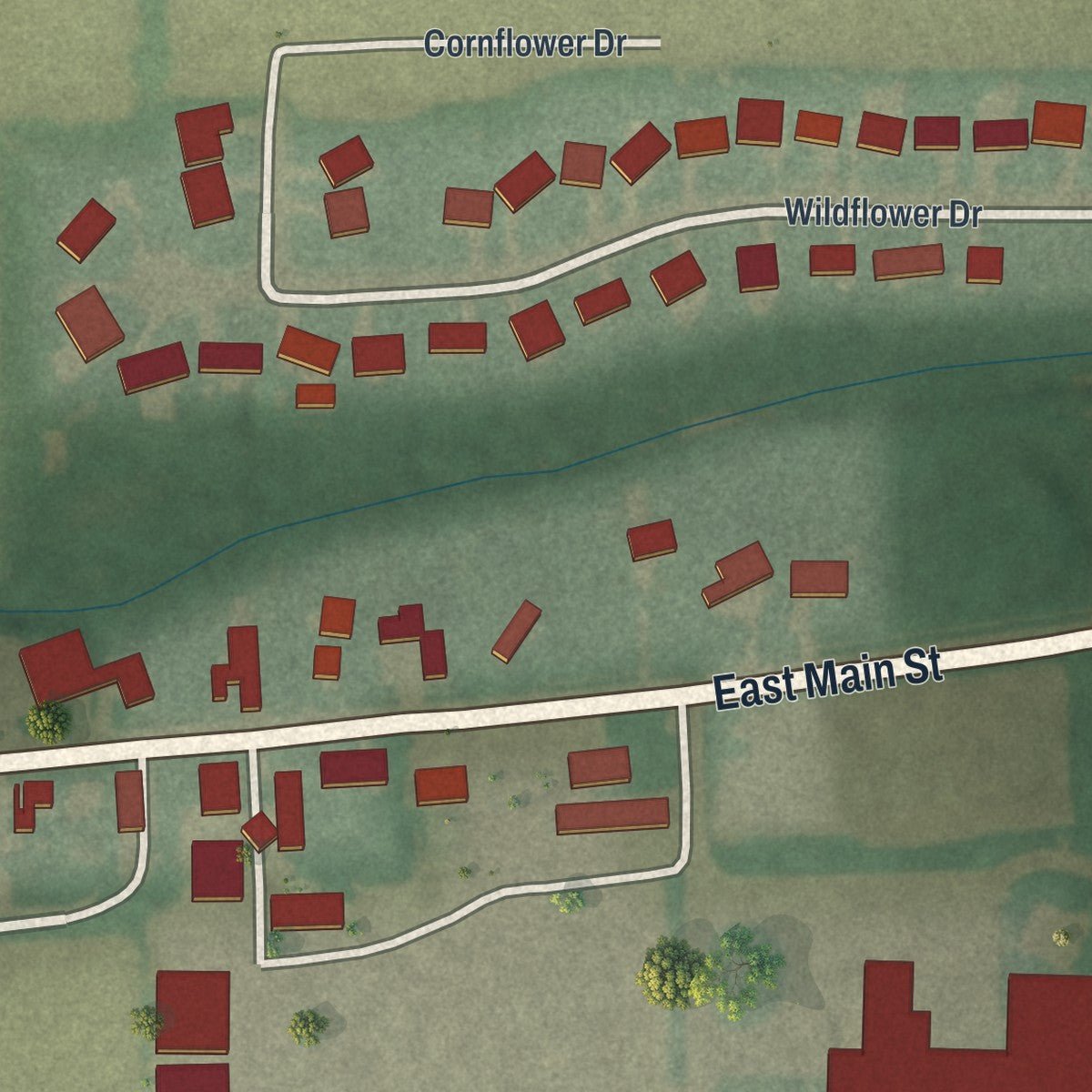 Second close-up of the map of Metamora, Ohio print showing more streets and buildings
