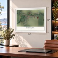 Metamora, Ohio map, 18 x 24 inch print in a white frame in a home office