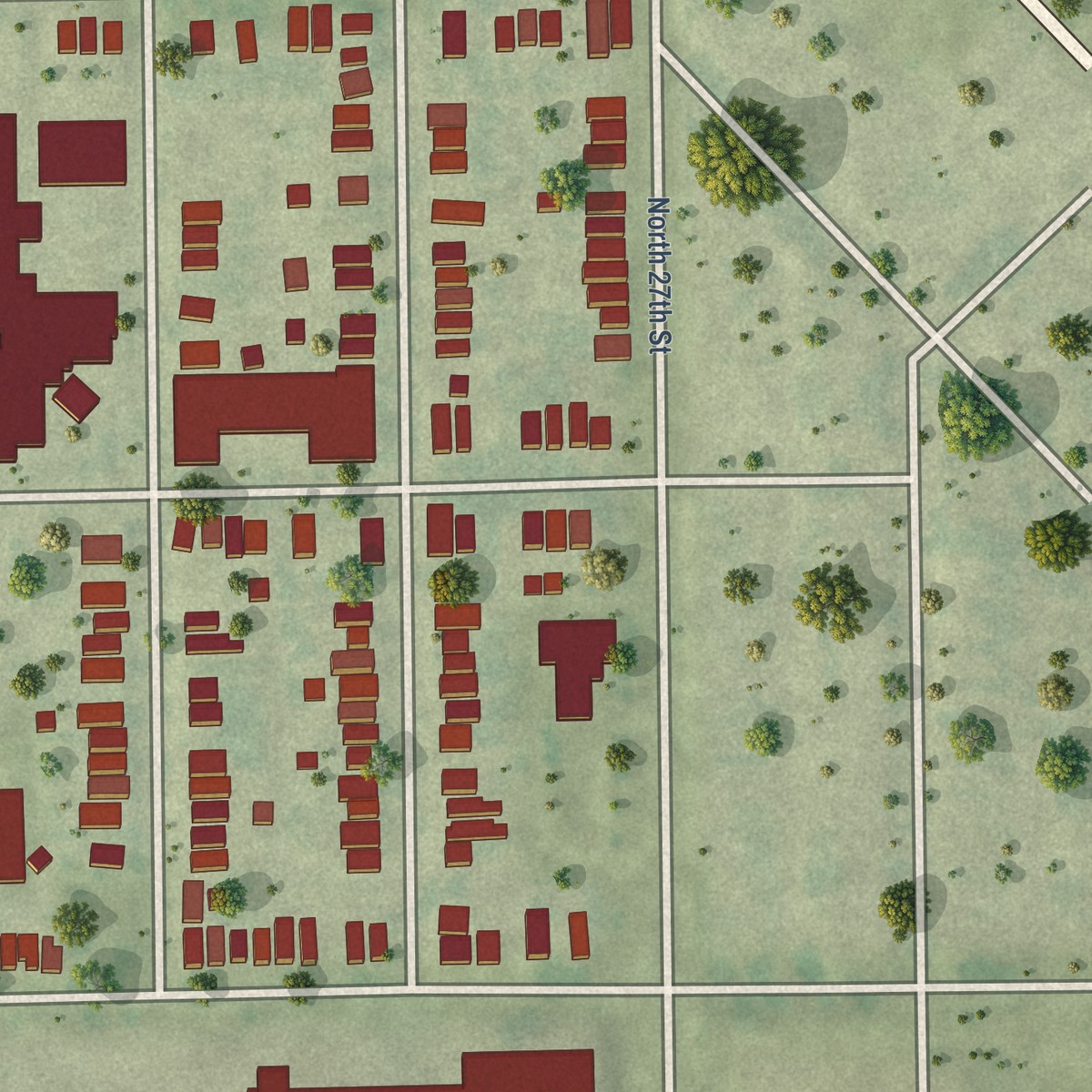 Second close-up of the map of Metcalfe Park, Wisconsin print showing more streets and buildings