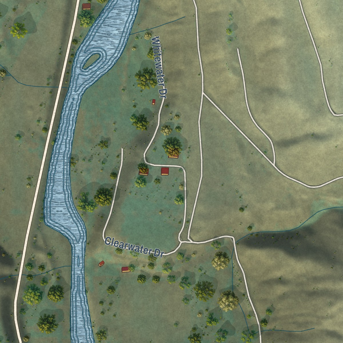 Second close-up of the map of Methow, Washington print showing more streets and buildings