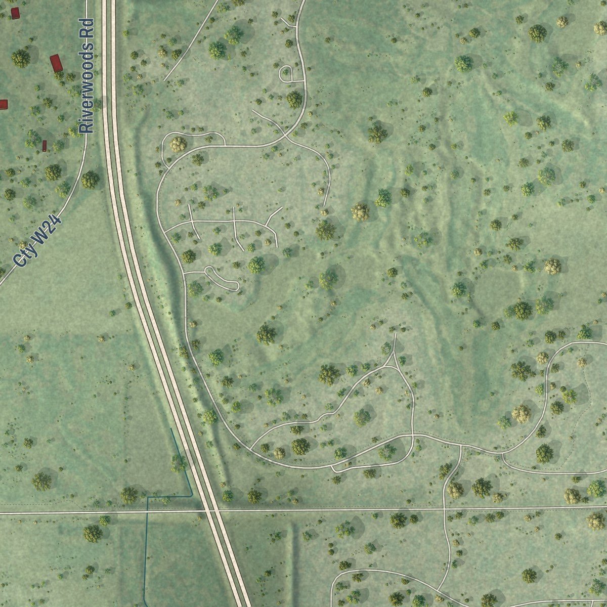 Second close-up of the map of Mettawa, Illinois print showing more streets and buildings