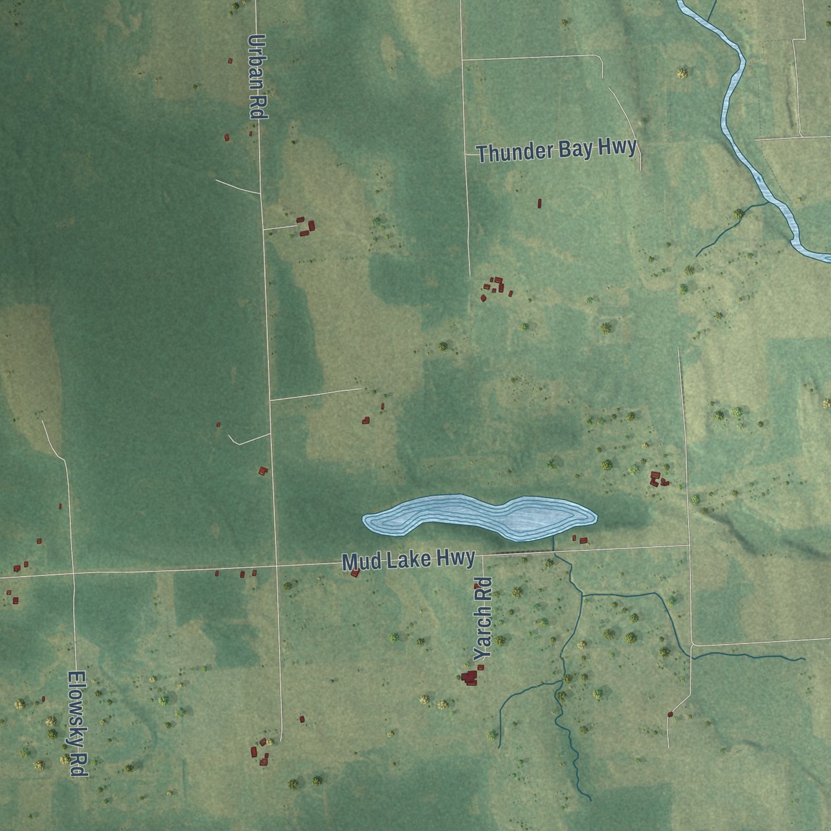Second close-up of the map of Metz, Michigan print showing more streets and buildings