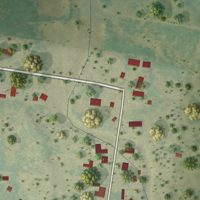 Second close-up of the map of Mi Ranchito Estate, Texas print showing more streets and buildings