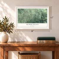 Mi-Wuk Village, California map, 12 x 18 inch print in a white frame in an entryway