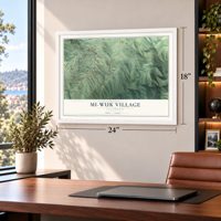 Mi-Wuk Village, California map, 18 x 24 inch print in a white frame in a home office
