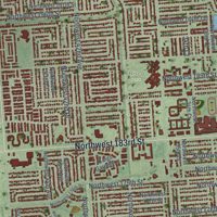 Second close-up of the map of Miami Gardens, Florida print showing more streets and buildings