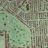 Second close-up of the map of Miami Springs, Florida print showing more streets and buildings