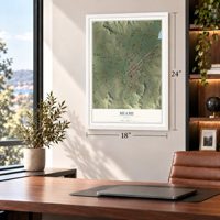 Miami, Texas map, 18 x 24 inch print in a white frame in a home office
