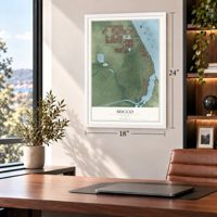 Micco, Florida map, 18 x 24 inch print in a white frame in a home office