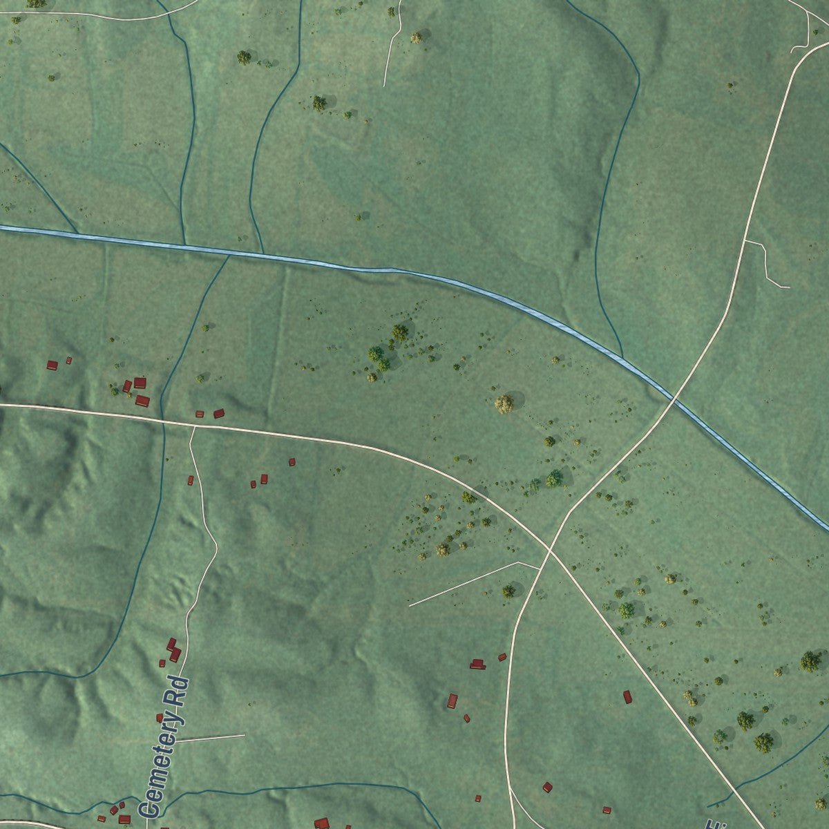 Second close-up of the map of Michie, Tennessee print showing more streets and buildings