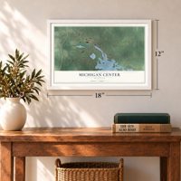 Michigan Center, Michigan map, 12 x 18 inch print in a white frame in an entryway