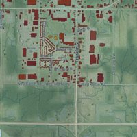 Second close-up of the map of Michigan City, Indiana print showing more streets and buildings