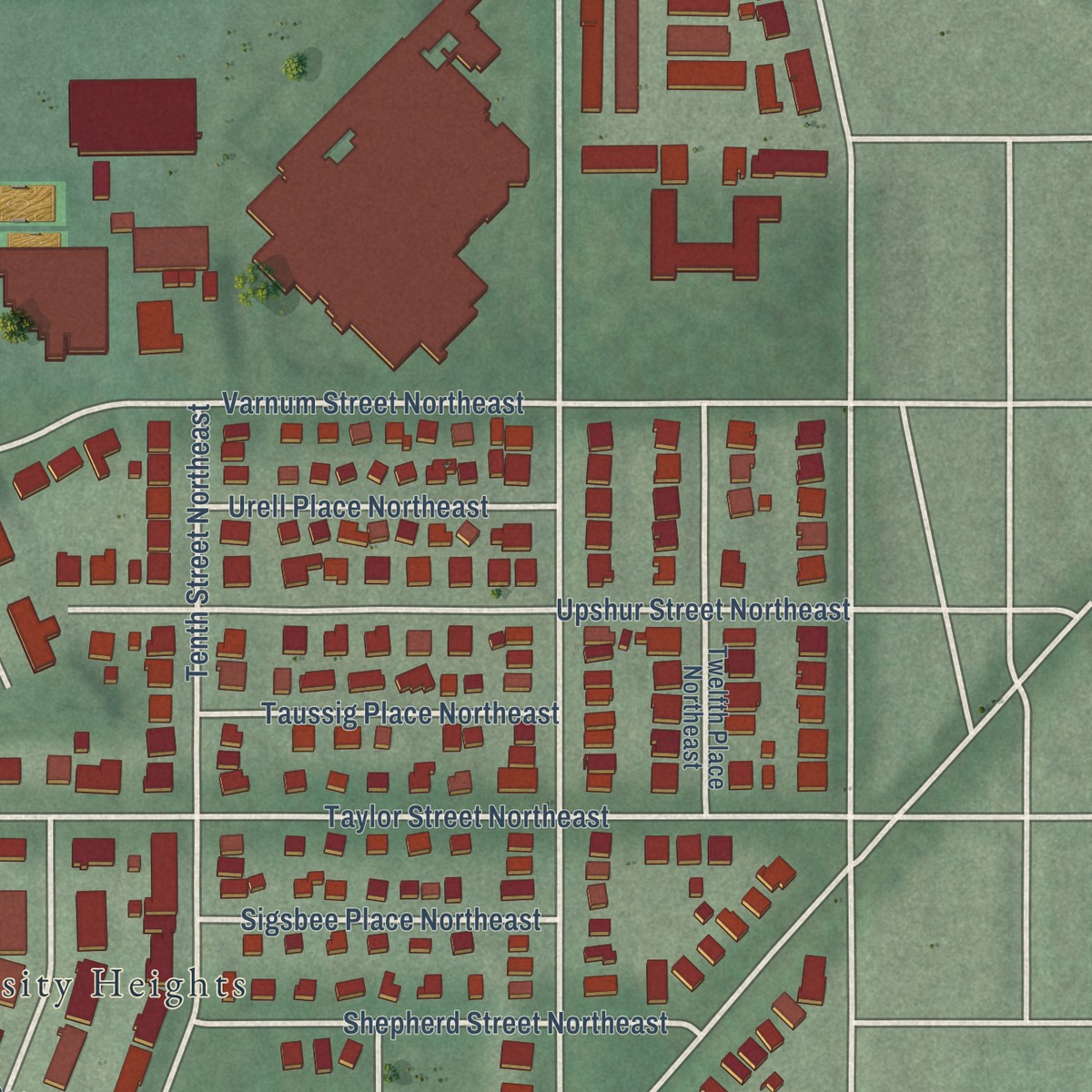 Second close-up of the map of Michigan Park, District of Columbia print showing more streets and buildings