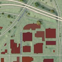 Second close-up of the map of Mid-City Industrial, Minnesota print showing more streets and buildings