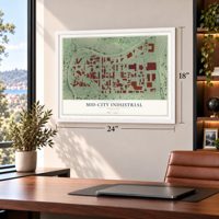 Mid-City Industrial, Minnesota map, 18 x 24 inch print in a white frame in a home office
