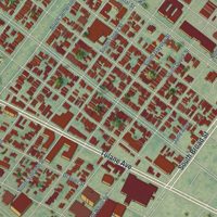 Second close-up of the map of Mid-City, Louisiana print showing more streets and buildings