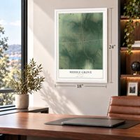 Middle Grove, Missouri map, 18 x 24 inch print in a white frame in a home office