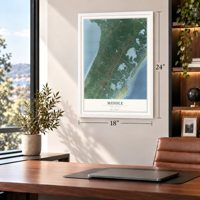 Middle, New Jersey map, 18 x 24 inch print in a white frame in a home office