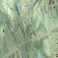 Second close-up of the map of Middlebury, Connecticut print showing more streets and buildings