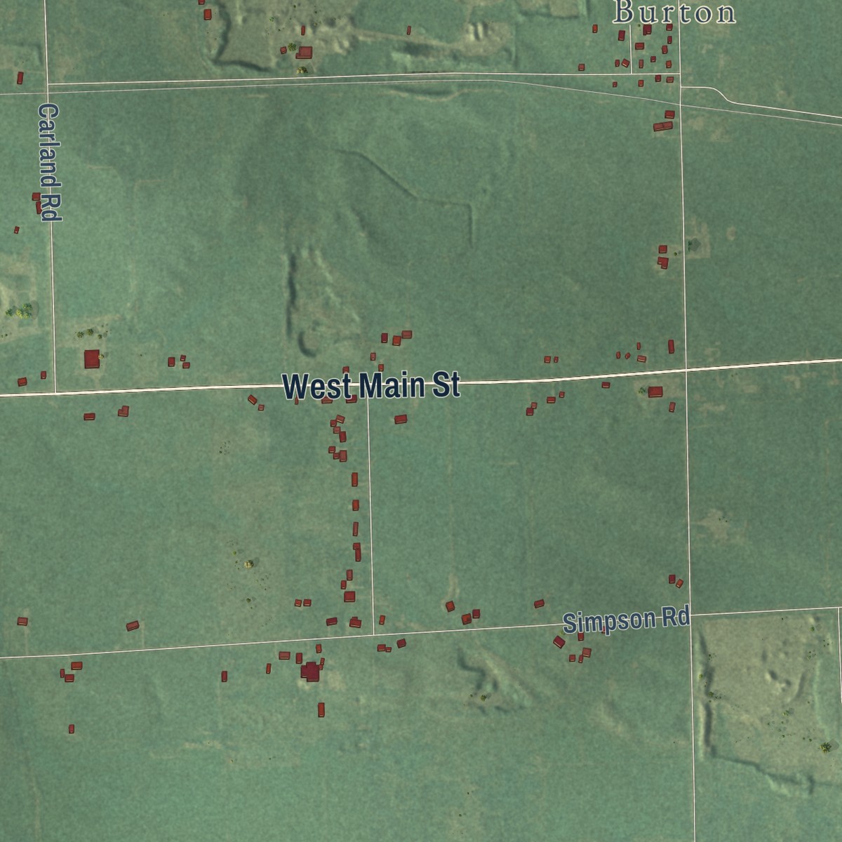 Second close-up of the map of Middlebury, Michigan print showing more streets and buildings