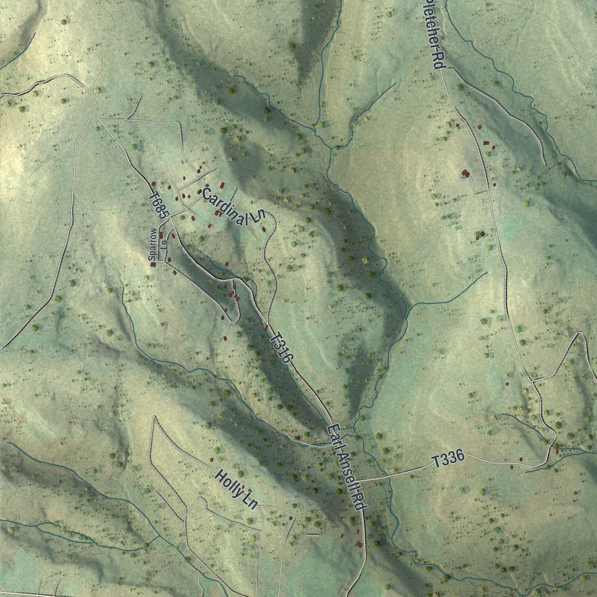 Second close-up of the map of Middlecreek, Somerset County, Pennsylvania print showing more streets and buildings