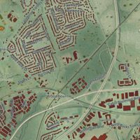 Second close-up of the map of Middletown, Bucks County, Pennsylvania print showing more streets and buildings