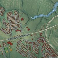 Second close-up of the map of Middletown, Delaware print showing more streets and buildings