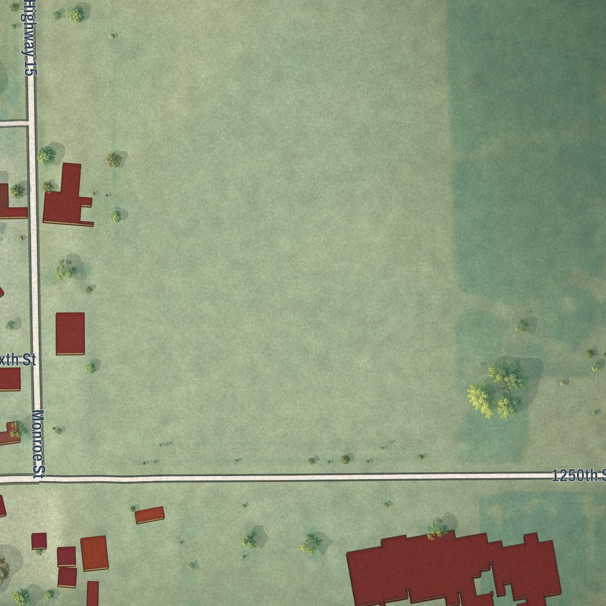 Second close-up of the map of Middletown, Illinois print showing more streets and buildings