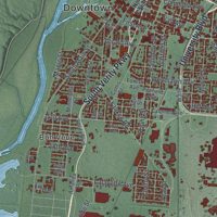 Second close-up of the map of Middletown, Ohio print showing more streets and buildings