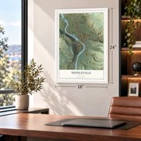 Middleville, New York map, 18 x 24 inch print in a white frame in a home office
