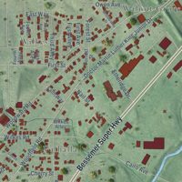 Second close-up of the map of Midfield, Alabama print showing more streets and buildings