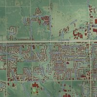 Second close-up of the map of Midland, Michigan print showing more streets and buildings