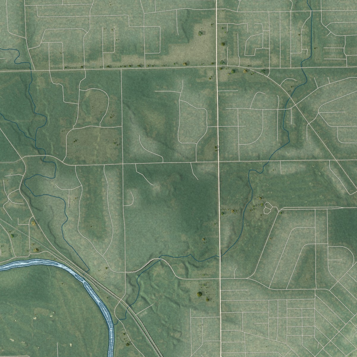 Second close-up of the map of Midland, Midland County, Michigan print showing more streets and buildings