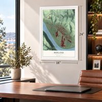 Midland, Pennsylvania map, 18 x 24 inch print in a white frame in a home office