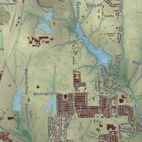 Second close-up of the map of Midlothian, Texas print showing more streets and buildings
