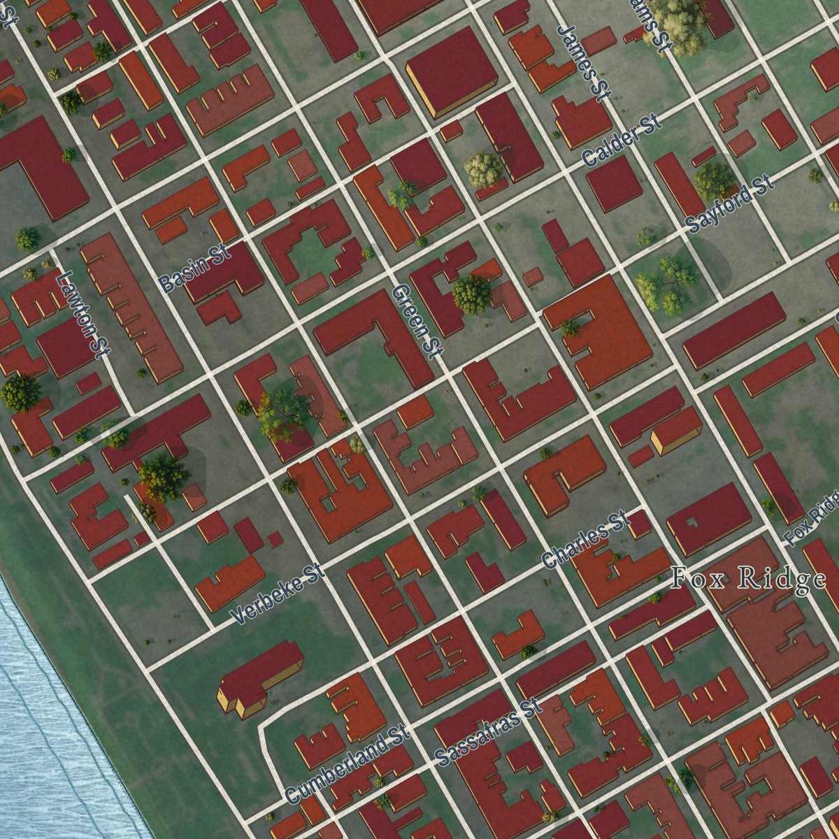 Second close-up of the map of Midtown, Pennsylvania print showing more streets and buildings