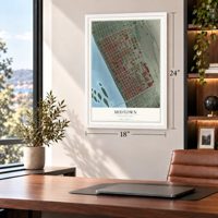 Midtown, Pennsylvania map, 18 x 24 inch print in a white frame in a home office