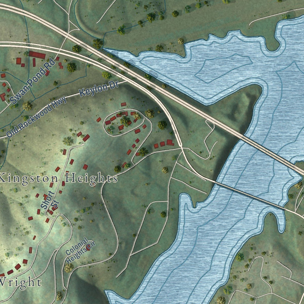 Second close-up of the map of Midtown, Tennessee print showing more streets and buildings