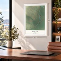 Midvale, Idaho map, 18 x 24 inch print in a white frame in a home office
