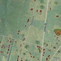 Second close-up of the map of Midville, Georgia print showing more streets and buildings