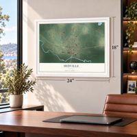 Midville, Georgia map, 18 x 24 inch print in a white frame in a home office