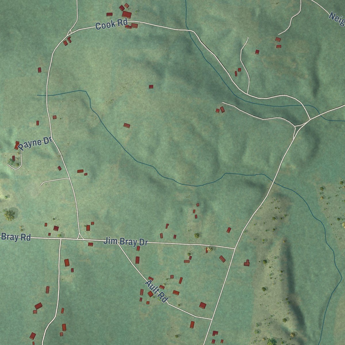 Second close-up of the map of Midway, Arkansas print showing more streets and buildings