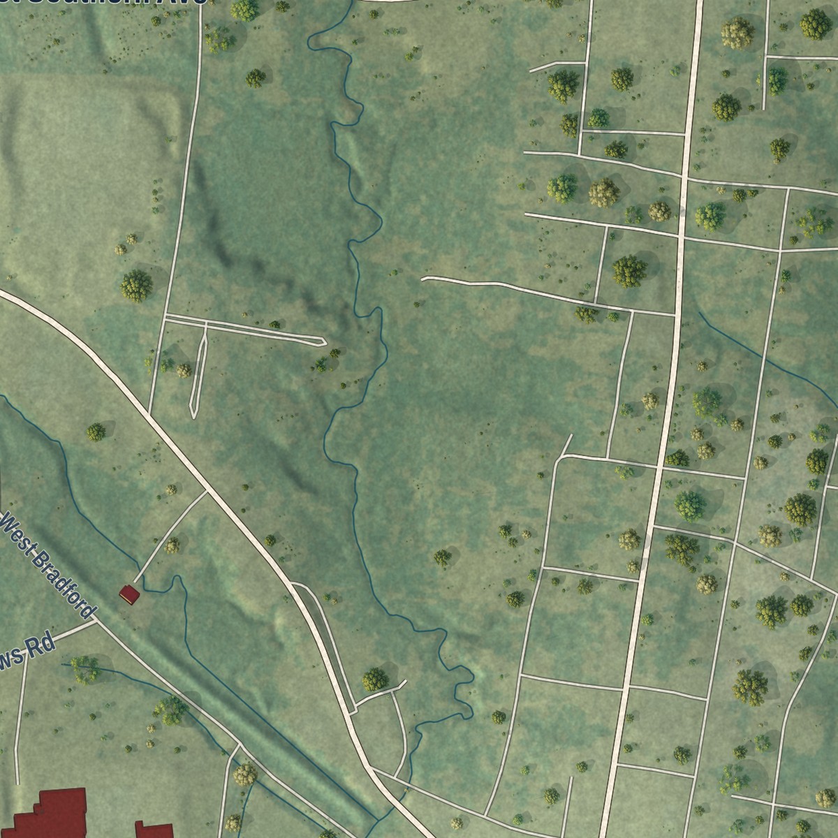 Second close-up of the map of Midway, Louisiana print showing more streets and buildings